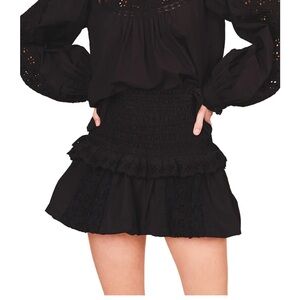 Love Shack Fancy Black Petal Skirt